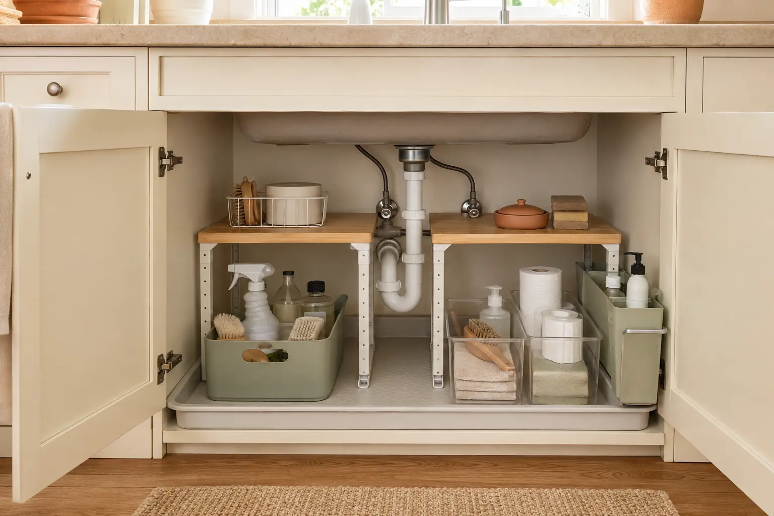 Under Sink Organizer Ideas Around Pipes and Awkward Plumbing